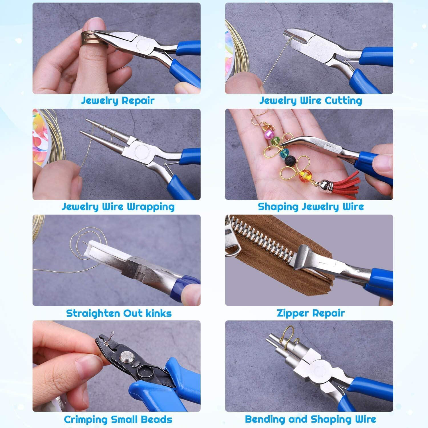 8-Piece Micro Jewelry Pliers Set with Storage Pouch – Precision Tools for Wire Work & Beading