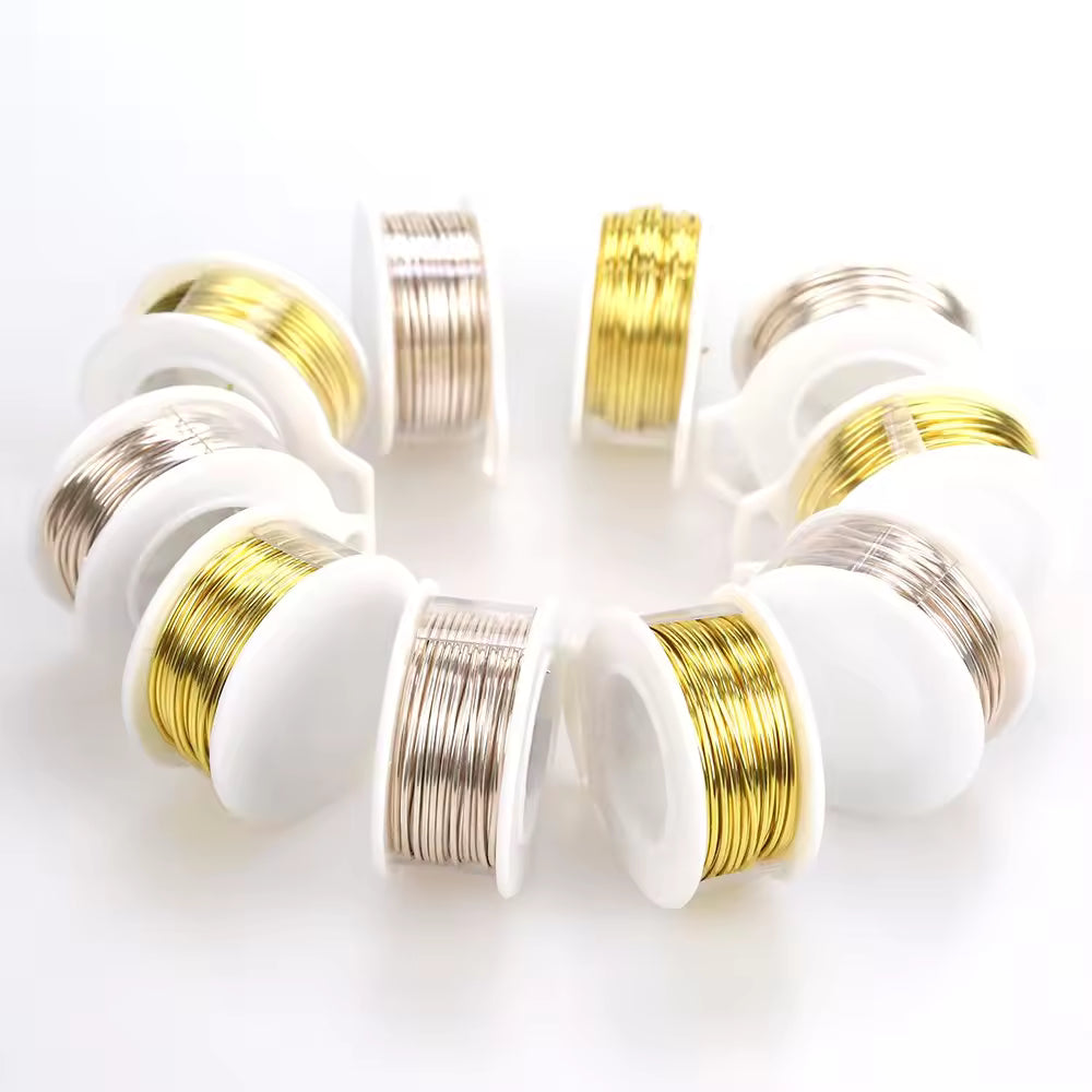 Starter Pack – 8 Spools Jewelry Wire Set (16–30 Gauge) | Non-Tarnish | Gold, Silver & Rose Gold