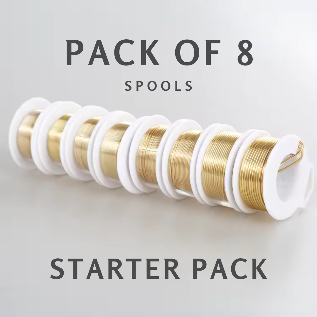 Starter Pack – 8 Spools Jewelry Wire Set (16–30 Gauge) | Non-Tarnish | Gold, Silver & Rose Gold